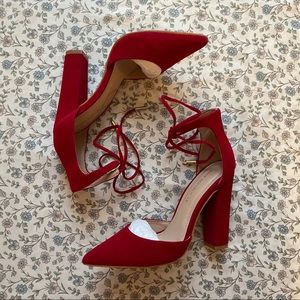 Red tie up heels